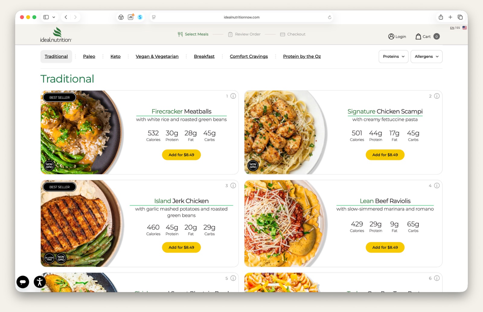 Ideal Nutrition storefront screenshot